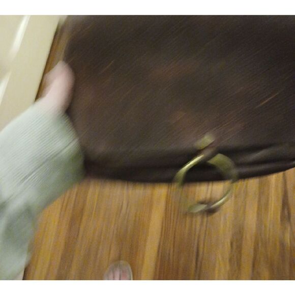 Brown Suede Crossbody Bag with Metal Ring Closure - Picture 4 of 11